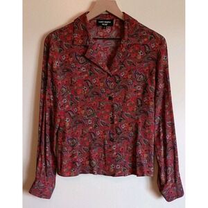 Saint Tropez Wear Boho Paisley Floral Rayon Blouse Y2K Retro Top 6